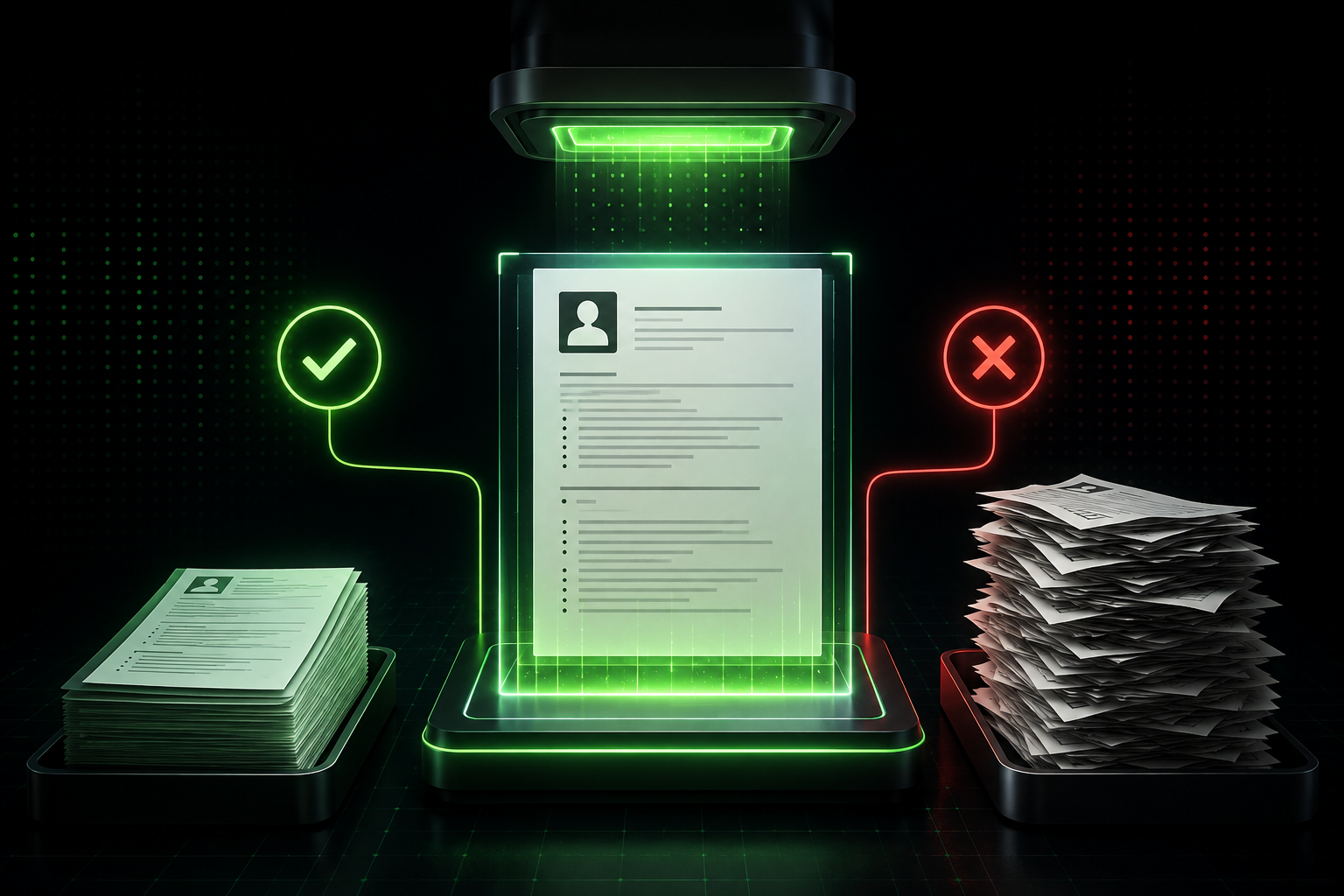 AI system scanning a CV with green scan lines
